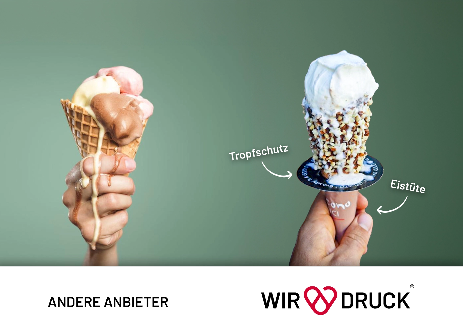 Eis Tropfschutz bedrucken