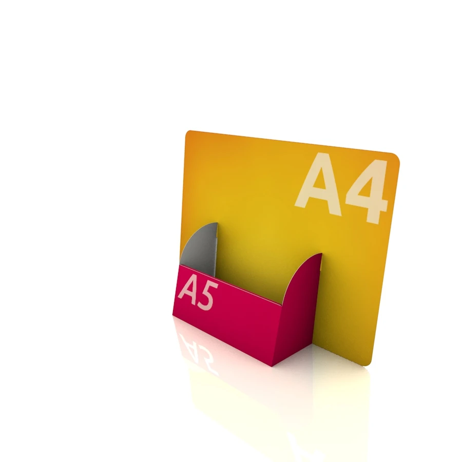 Display Aufsteller "Vathy" (A4 Quer Display mit DIN A5 Regalfach) 1